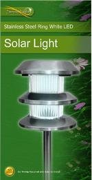 Ukayed Stainless Steel Ring White Led Solar Powered Garden Light