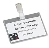 5 Star Office Name Badges Security Landscape with Plastic Clip 60x90mm [Pack 25]