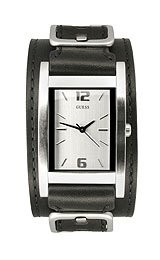 314JY02V33L GUESS Black Leather Strap Watch