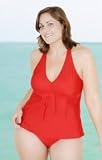 Crimson Plus Size Babydoll Halter Tankini Top - Plus Size Swimwear Plus Size Swimsuits