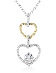 Diaura Sterling Silver Double Heart Pendant Necklace, 19.07