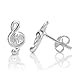 925 Sterling Silver Tiny Treble G Clef Musician 13 mm Post Stud Earrings