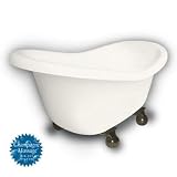 American Bath Factory B1-1600-BB-DM3-M2-35-OB-C1-LH Princess Slipper Clawfoot Bathtub in Bisque, Can