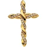14K Yellow Gold Diamond Cross Pendant