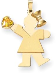 14k Girl with CZ November Birthstone Charm