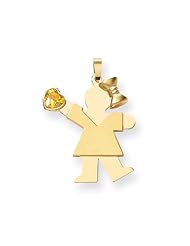 14k Yellow Gold Girl with CZ November Birthstone Charm