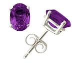 All-Natural Genuine 5x3 mm, Oval Amethyst earrings set in Platinum