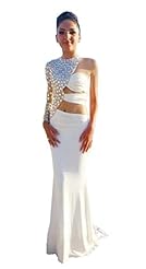 One Shoulder Chiffon/Satin Crystals Crystal Prom Dress 