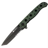 M16 EDC, Green Aluminum Handle, Black Tanto Blade, ComboEdge by Columbia River Knife & Tool