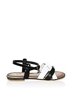 JULIE JULIE Sandalias planas (Negro / Blanco)
