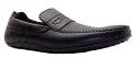 Base Mens Fray Waxy Black Slip On Leather Loafers