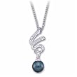0.20Ct.T.W. Round Brilliant Cut Diamonds, 14Kt. White Gold, 8mm Cultured Black Pearl. Diamond and Black Pearl Necklace