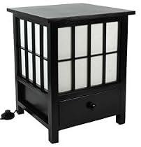 Hot Sale Oriental Furniture Eclectic Unusual Simple, 19-Inch Hokkaido End Table Nightstand Japanese Lantern Floor Lamp, BLACK