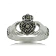 Sterling Silver Celtic Claddagh Ring w Marcasite