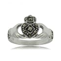 Sterling Silver Celtic Claddagh Ring w Marcasite