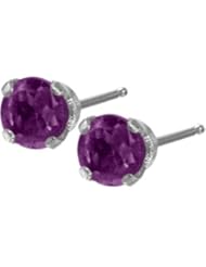 Genuine 0.20tcw 3mm Amethyst 14 Karat White Gold Baby Earrings