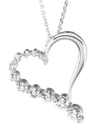 Jewelplus 1 ct tw Journey Diamond Heart Pendant 14K White 1 Ct Tw