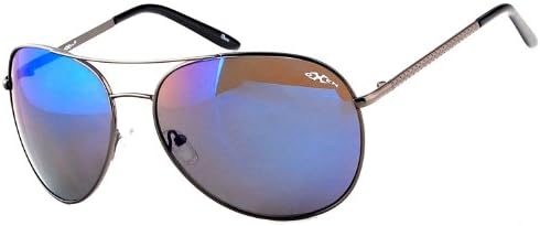 Oxen Revolution 93004 Sports Sunglasses with Aviator Lens and Multi-Layer Mirror Coating for Men and Women (Gun w/ Smoke/Blue)