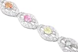 14KT White Gold 4.17cttw. Multi-Sapphire & Diamond Bracelet
