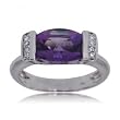 Genuine Purple Amethyst & Diamond Ring Crafted in 14K White Gold