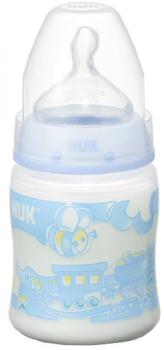 Nuk プレミアムチョイスほ乳びん(ポリプロピレン製) 150ml/シリコーンニップル/ローズ&ブルー/ブルー FDNK0030104