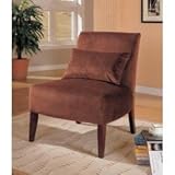 Lounge Chair with Accent Pillow in Chocolate Velvet - Coaster