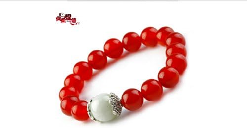 Gongfu Tea Couple Bracelet, Burma Jade Agate Beads (Red)