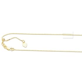 10k Yellow Gold Adjustable Box Chain Necklace - 22 Inch