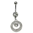 Stainless Steel Belly Ring with Clear Australian Crystals - 14g/5mm ball