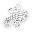 Sterling Silver Polished Scroll Toe Ring