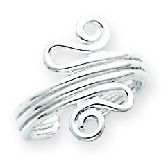 Sterling Silver Polished Scroll Toe Ring