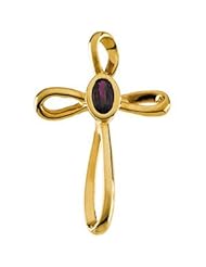 Genuine Ruby Cross 14K Gold Yellow R41238r