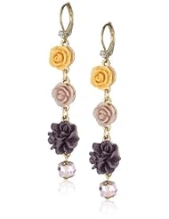 Betsey Johnson "Fabulous Flowers" Flower Linear Drop Earrings