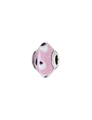 Sterling Silver Light Pink with Dots Italian Murano Glass Charm