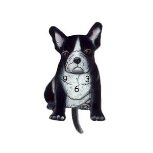 Dog Breed Pendulum Clock - French Bulldog (Black)