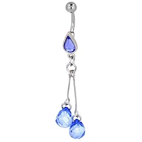 Belly Navel Rings Pear Purple Crystal February Jewelry