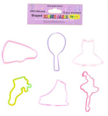 12/pk Girls' Sports Tie Dye Shaped Rubber Bands