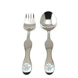 Stainless Steel Children's Flatware, Blue Handprint, Set of 2