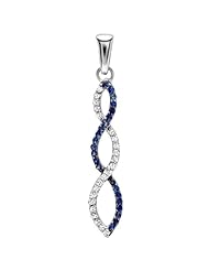 0.10 Carat (ctw) 10k White Gold Round Diamond and Blue Sapphire Ladies Infinity Pendant 1/10 CT