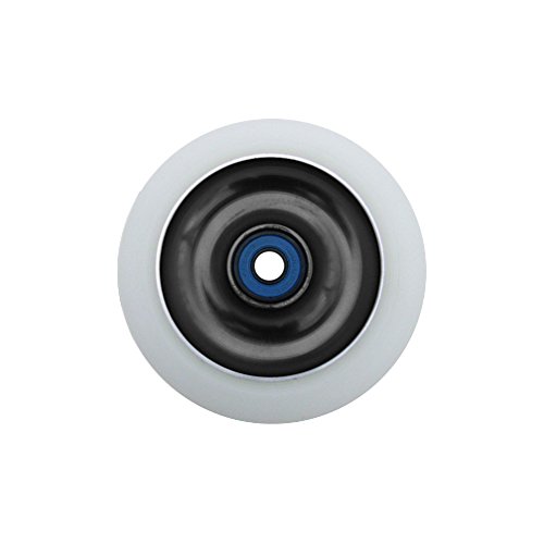 Scooter Wheel - 100mm Solid Aluminum Hub With Bearings - Black/White Metal Core