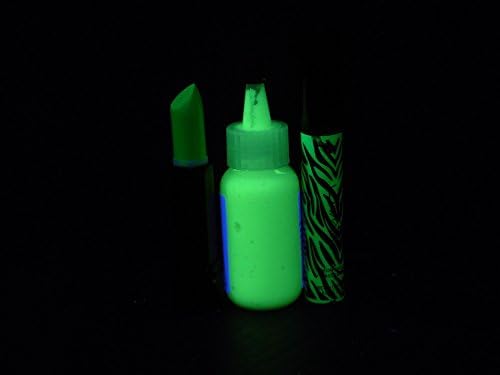 Glowing Alien Theatrical Make Up Set w/ Cream Stick, UV Body Paint, &amp; Gel Mascara, Black Light, Rave, Party
