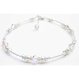 April Diamond .925 Sterling Silver Swarovski Crystal Ankle Bracelets - Adjustable Birthstone Beaded Anklets