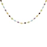 14k Gold Multi-Color Gemstone 18 in. Necklace, w  Brilliant Cut Amethyst, Citrine, Garnet, Peridot,...