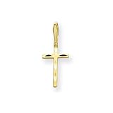 14k Satin and Diamond-Cut Cross Pendant
