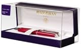 Waterman Hemisphere Red Lacquer Slim Ballpoint and Mechanical Pencil 0.5MM Set with Chrome Trim