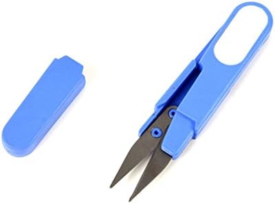 Fishing Scissors Plastic Handle Capped Portable Fishing Line Cutter Scissors Cord Sewing Fishing Tackle Tools-Blue