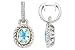 4 Carat Blue Topaz and Diamond Sterling SIlver and 14K Yellow Gold Earrings