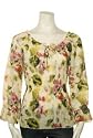Tie Front Floral Print Peasant Blouse