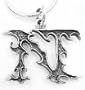 Gothic Letter Initial N Sterling Silver Charm Pendant