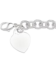 925 Sterling Silver Round Link Bracelet W\Heart